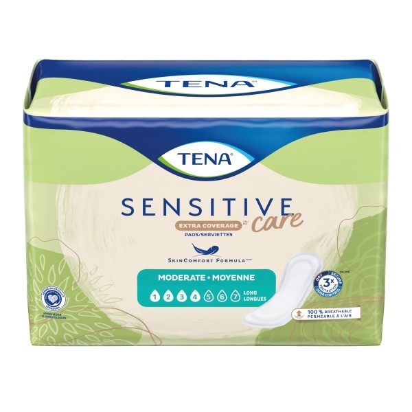 Serviettes pour l’incontinence TENA® Sensitive Care™ pour femmes, absorption modérée (Régulier) 120 unités/caisse