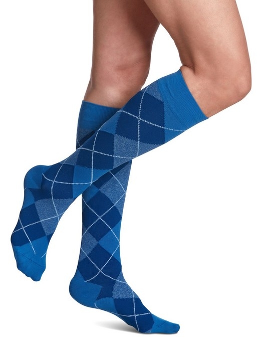 Bas compression - Microfibre à motifs - Femme - Argyle bleu royal - Pointure 5 à 7