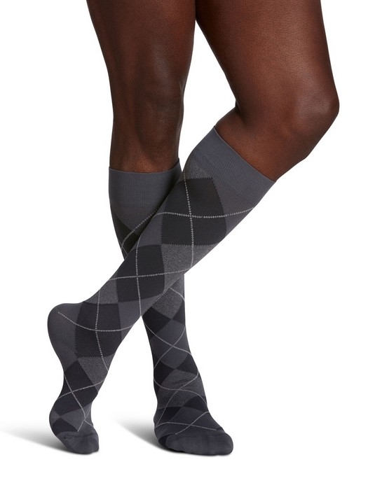 Bas compression - Microfibre à motifs - Homme - Argyle graphite - Pointure 6 1/2 a 8 1/2