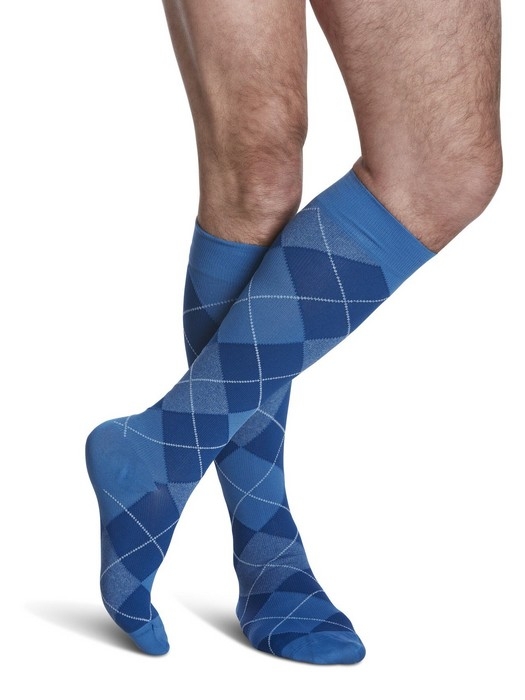 Bas compression - Microfibre à motifs - Homme - Argyle bleu royal - Pointure 6 1/2 a 8 1/2