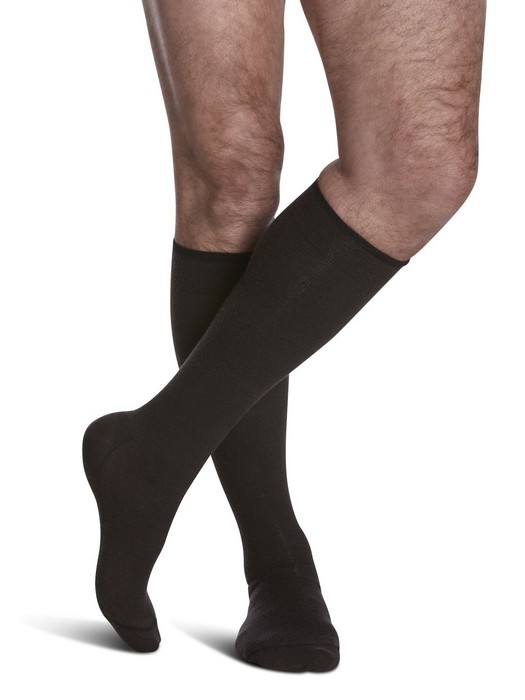 Bas compression - 15-20 mmHg - Laine mérinos toutes saisons - Homme - Brun - Pointure 6 1/2 à 8 1/2